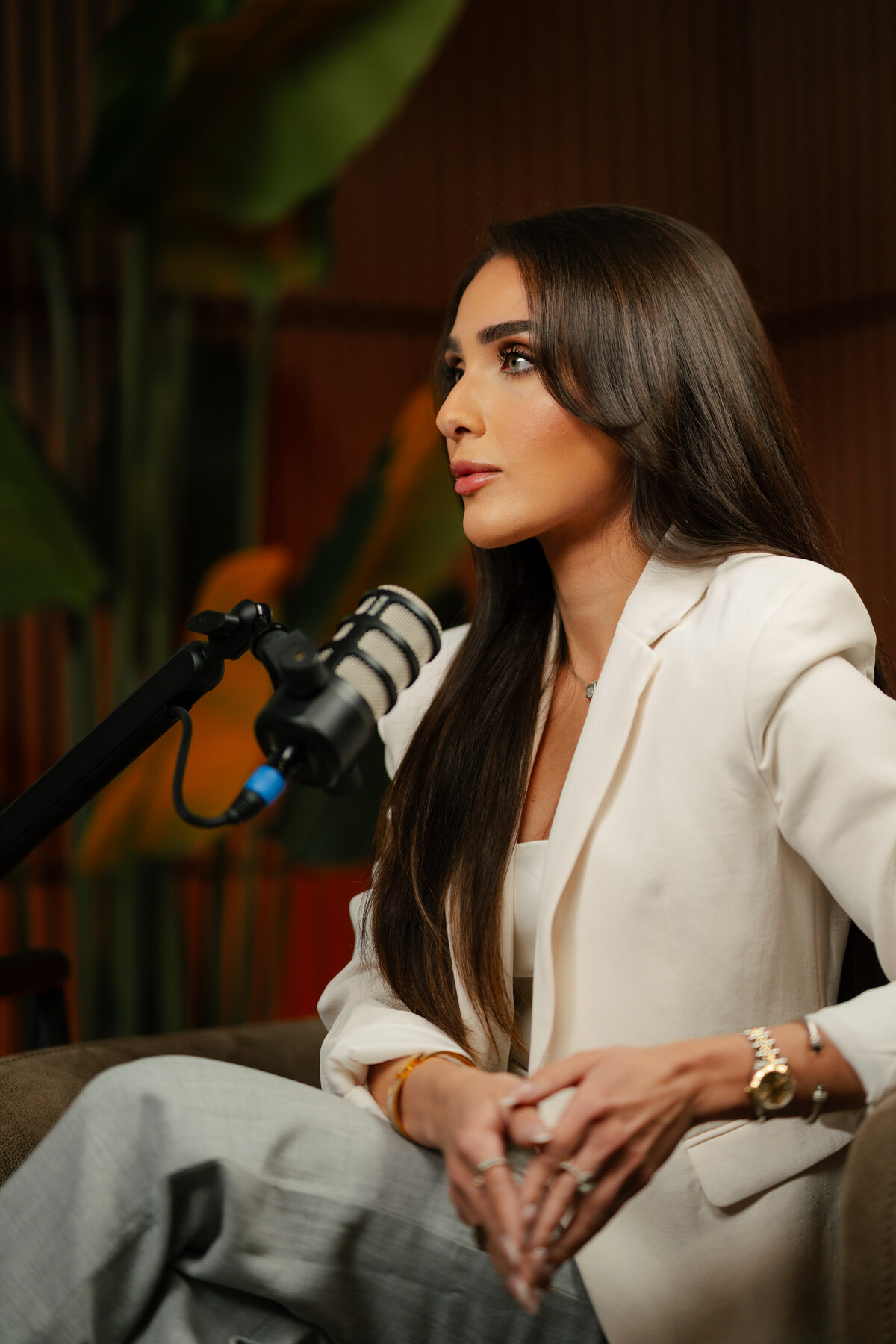 Dr. Melanie Silvestrini recording an episode of Doctorate Domain